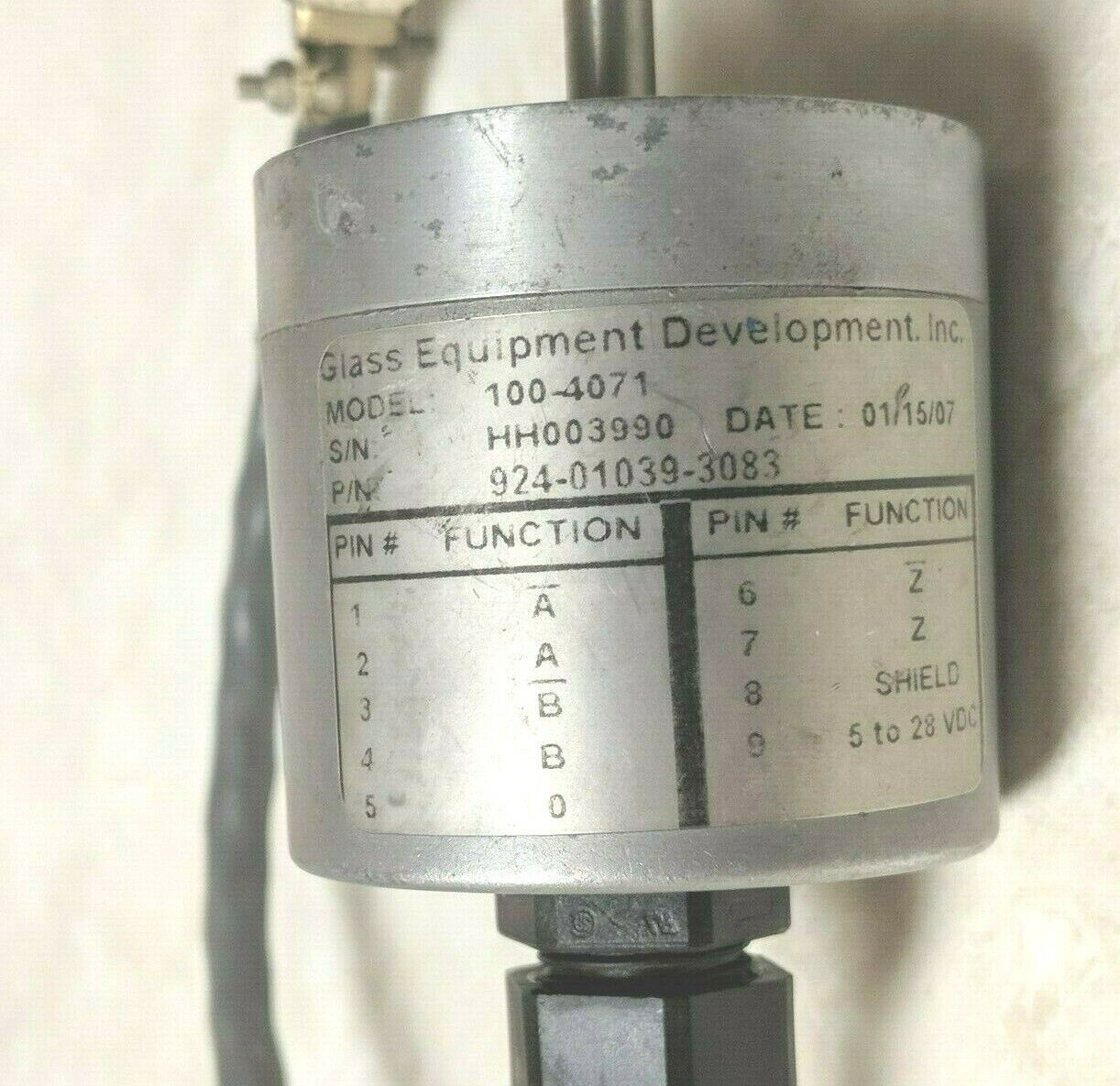 BEI Glass Equipment 924-01039-3083 Incremental Optical Encoder Model 100-4071