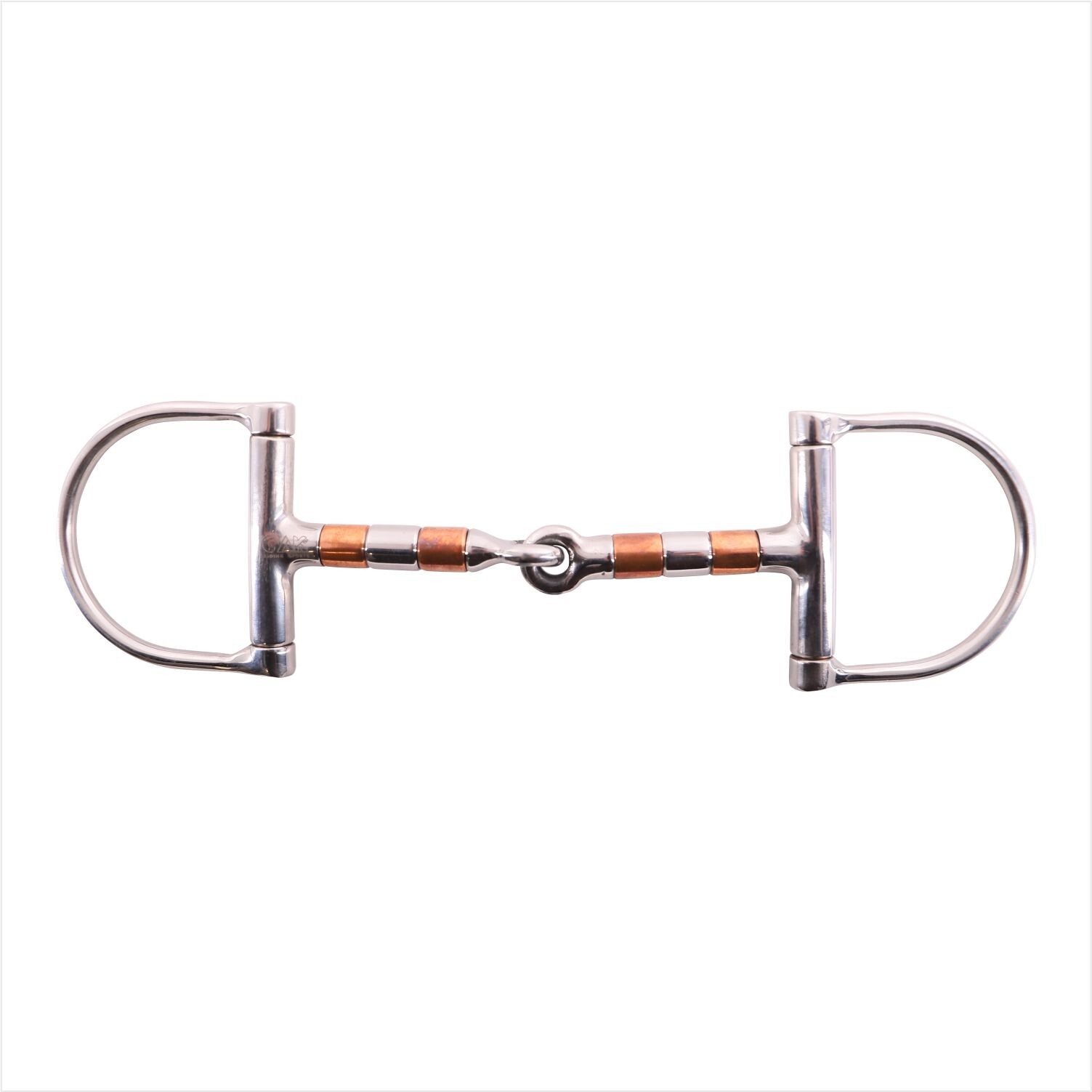 AK D-Bit with Cooper Roller Mouth with Single Joint Horse Riding Bits