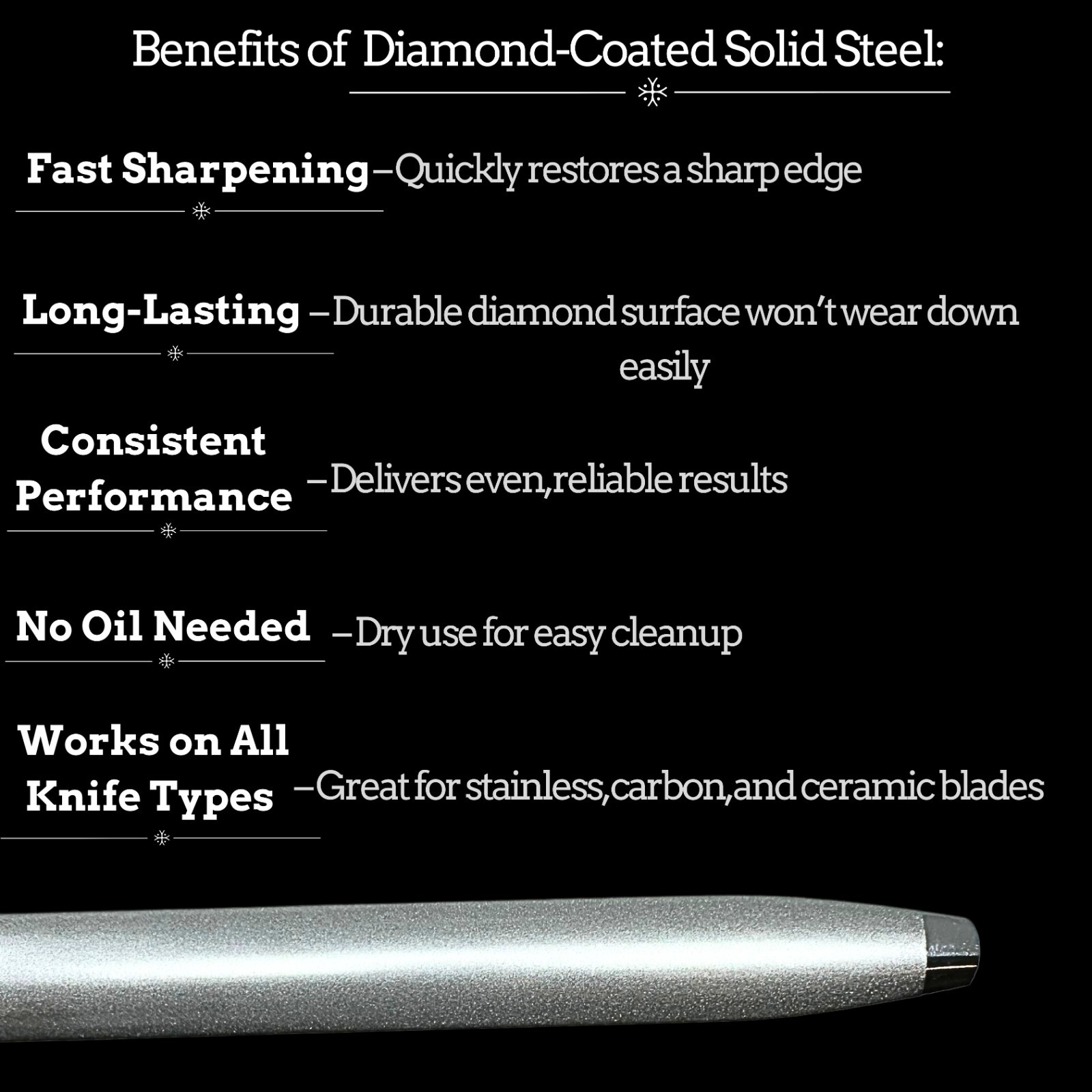 12-Inch Round Diamond Solid Steel Sharpening Rod