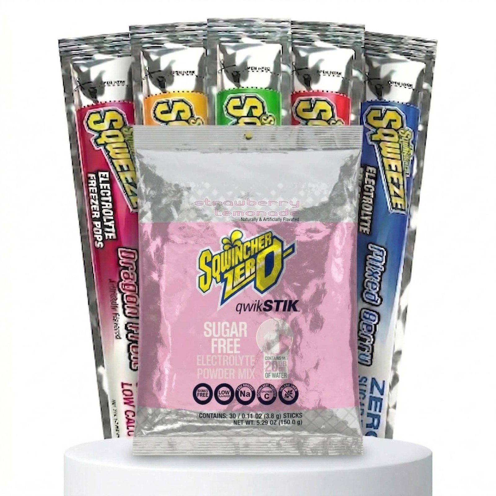 Sqwincher Bundle: (50) Strawberry Lemonade Zero Qwik Stiks (20oz Yield) &...