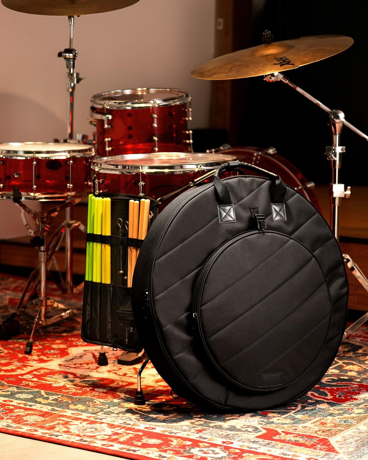 Donner Cymbal Bag with Drumstick Bag, Backpack Large, Black
