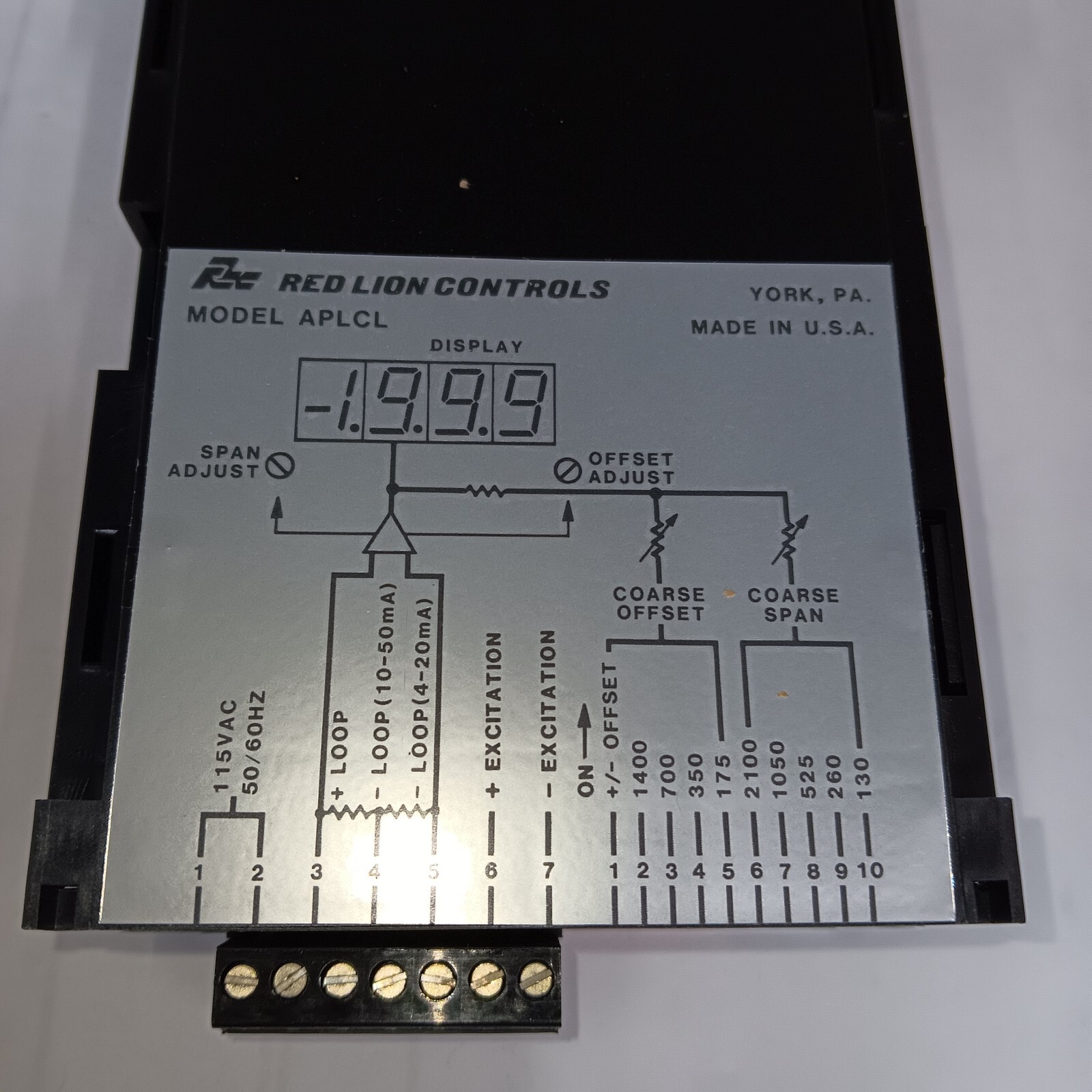 NEW RED LION CONTROLS CURRENT LOOP INDICATOR MODULE MODEL APLCL401