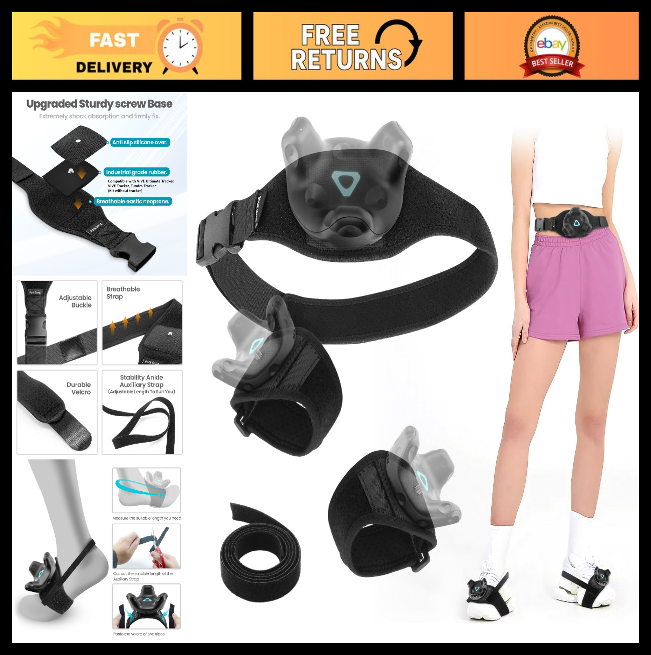 Adjustable Foot Tracker Straps & Belt for Full Body Tracking - HTC Vive Compatib