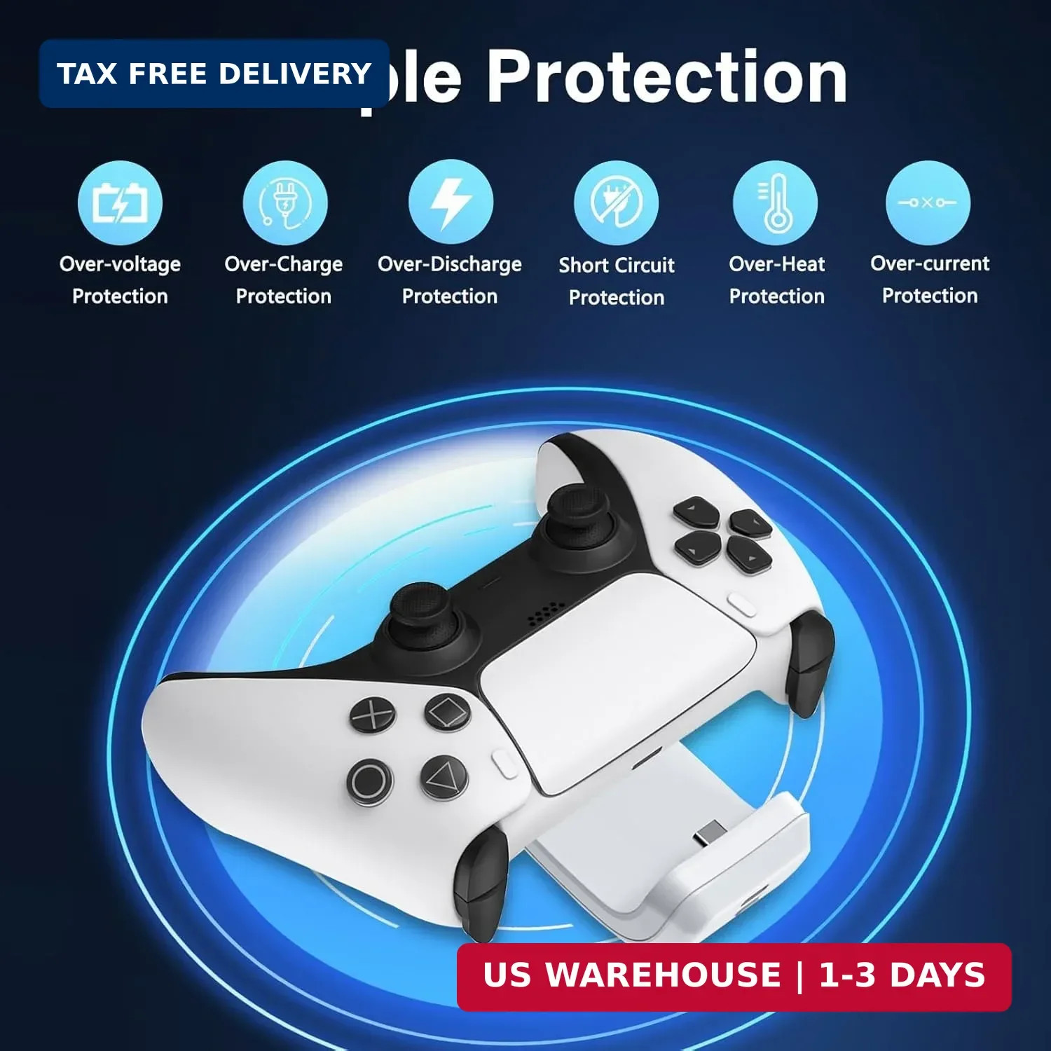 PS5 Controller External Battery Pack, 3000mAh Rechargeable Battery for Sony Play