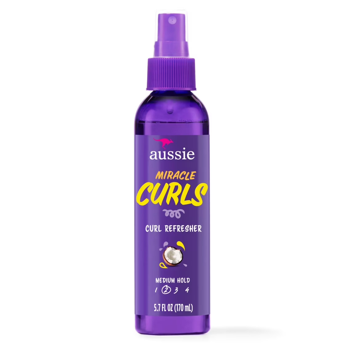 Aussie Miracle Curls Curl Refresher Spray for Frizzy Hair Coconut Jojoba 5.7 oz