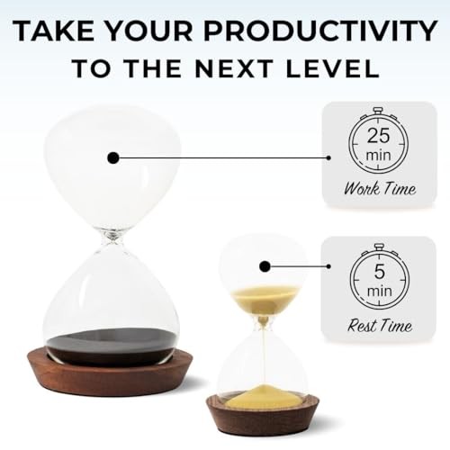 Decorative Hourglass Sand Timer Set - Includes 25 and 5 Minute Sandglass