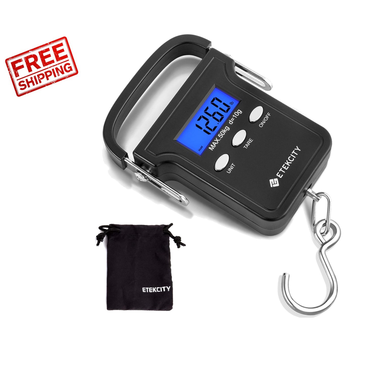 Precision Fishing Scale with Backlit LCD Display - 110lb Capacity, Easy to Use
