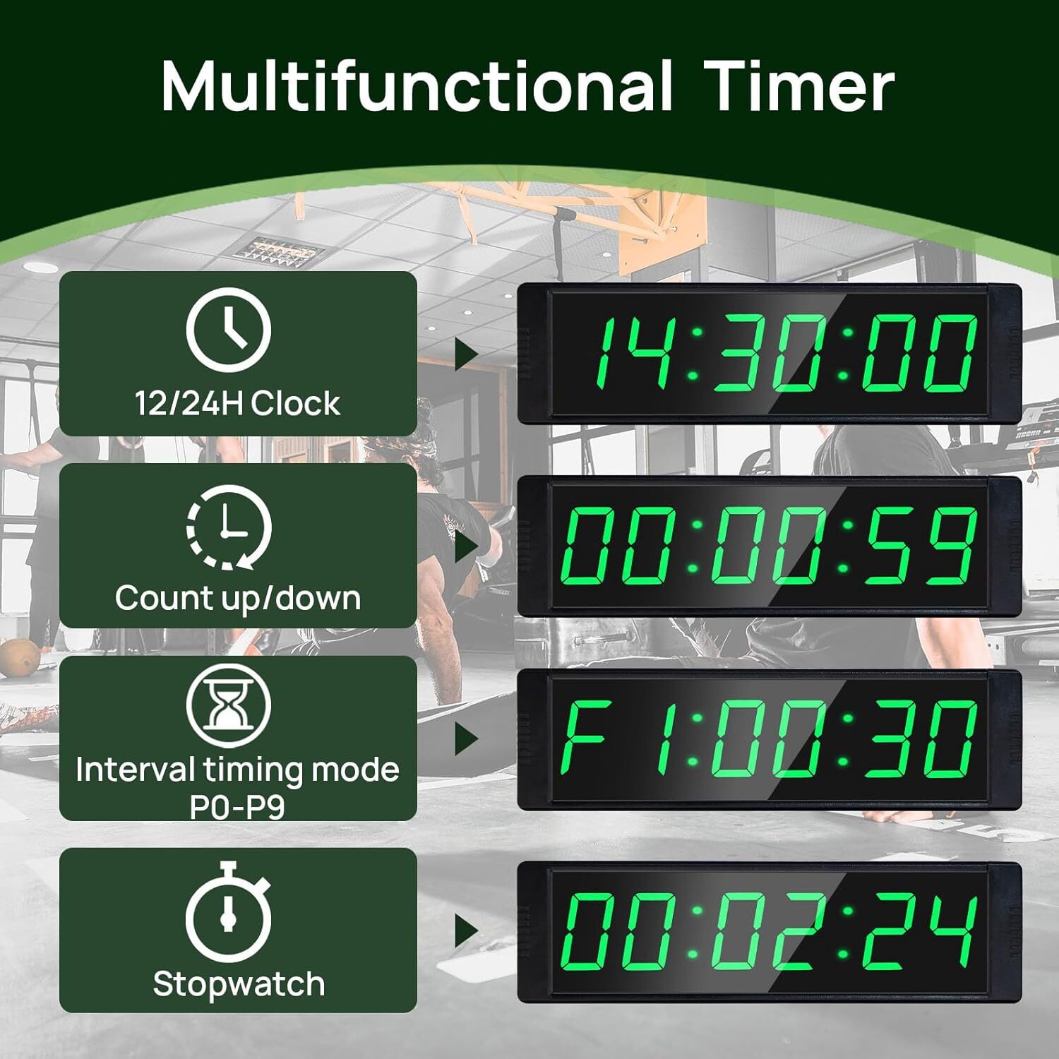 Gym Timer Clock for Home Gym Fitness Timer with Start/Stop Button Interval