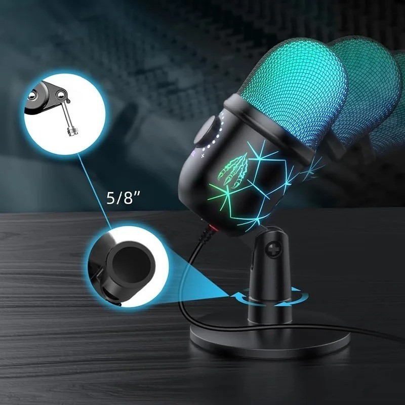 USB Condenser Microphone V5 Noise Cancelling Streaming Gaming Mic Stand