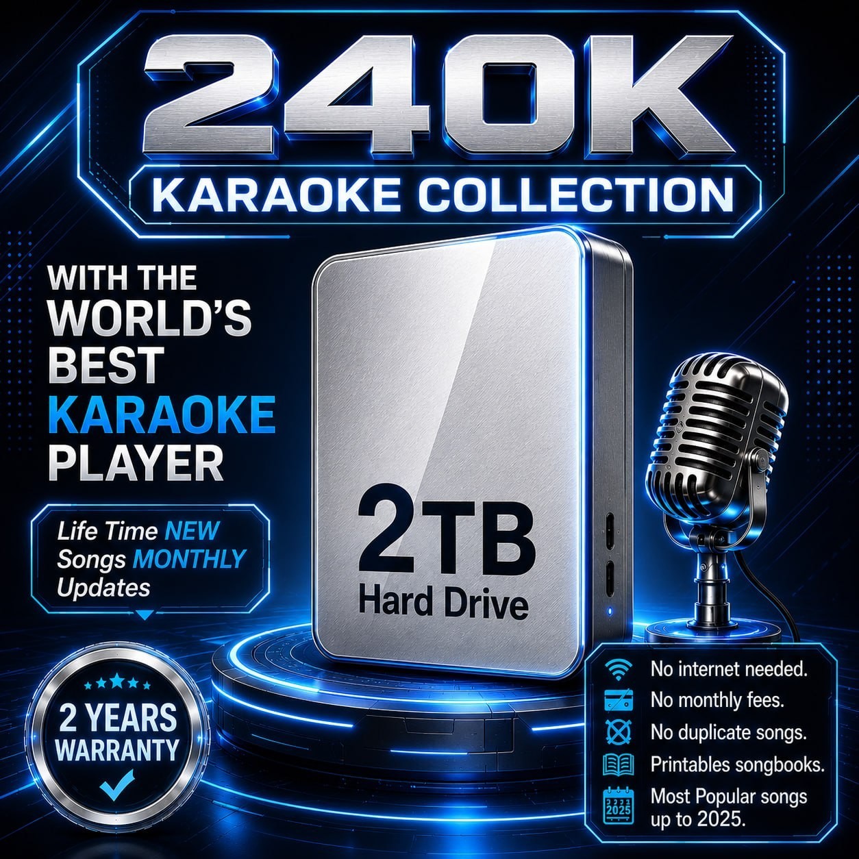 Professional Karaoke System-Best Player for PC & Mac 240K Collection Plug & Play