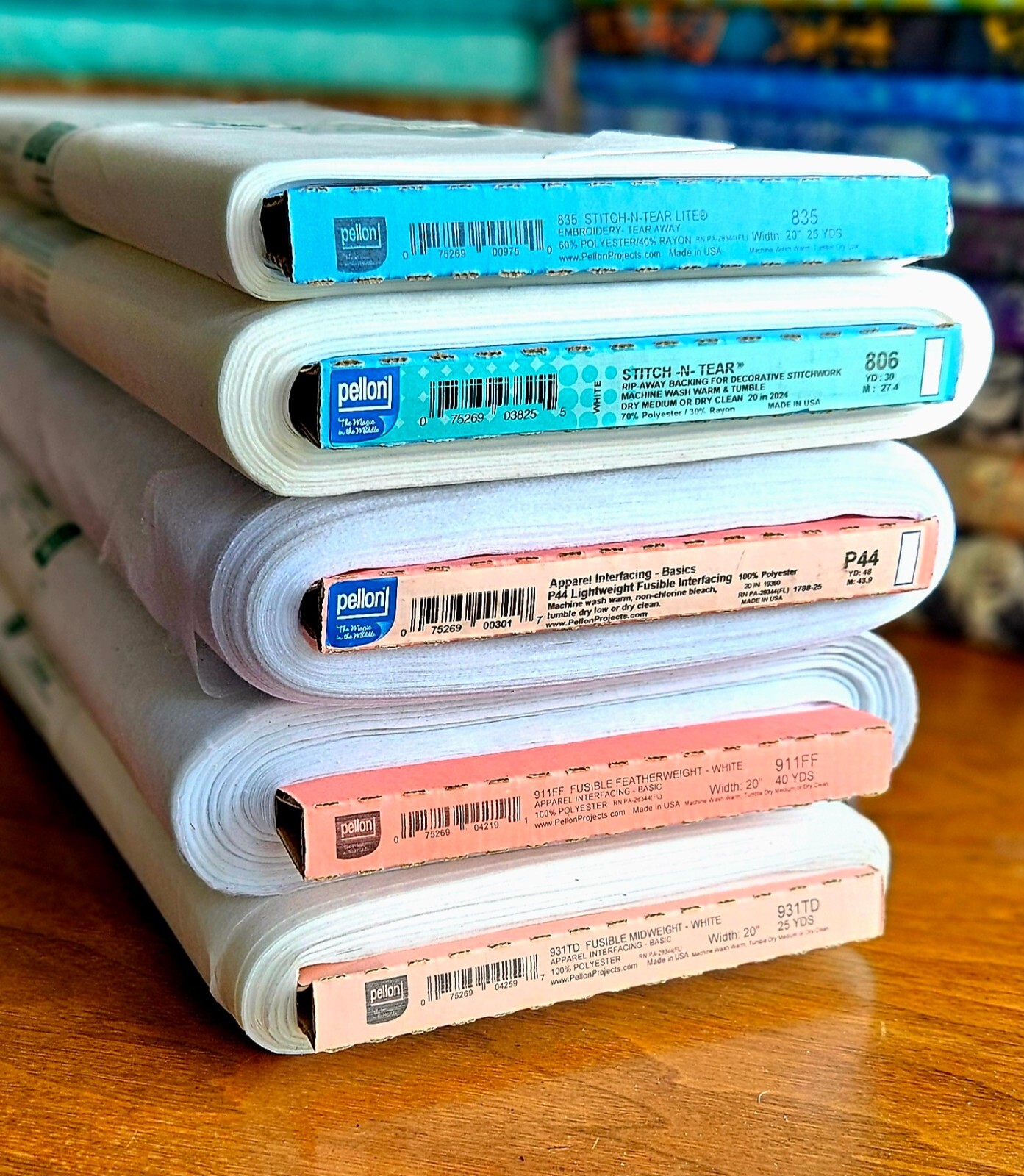 Pellon Interfacing 805P, 806, 835, P44, 911FF, 931TD, SF101P