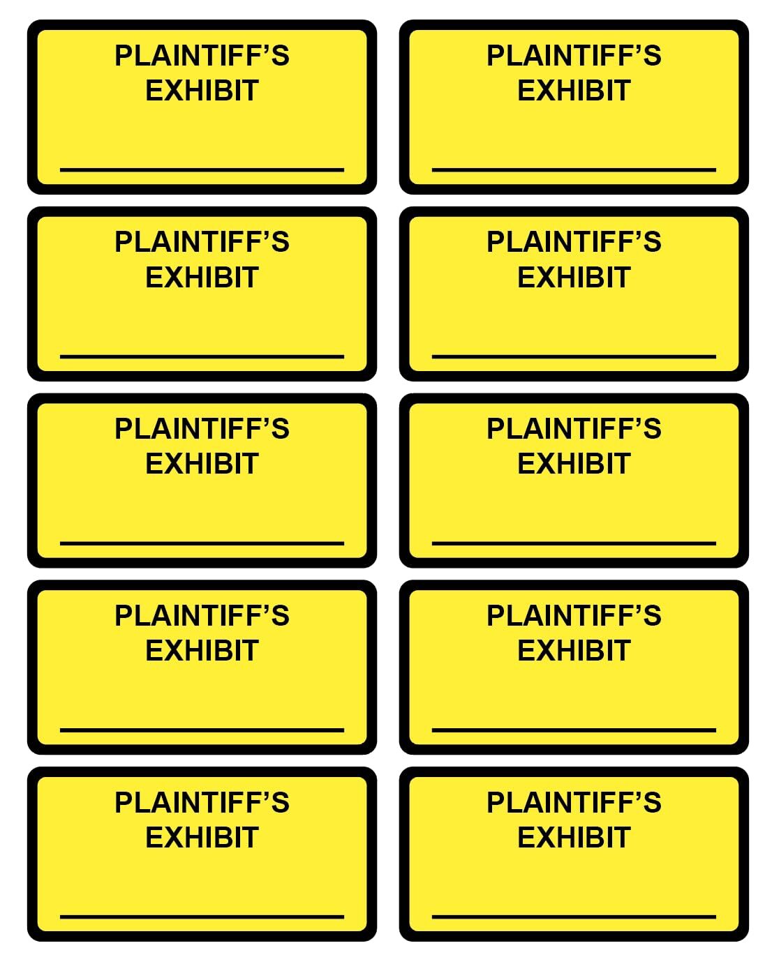 1"X2" 500 PCS Legal Exhibit Stickers, Plaintiff’s, Defendant’s, Petitioner’s