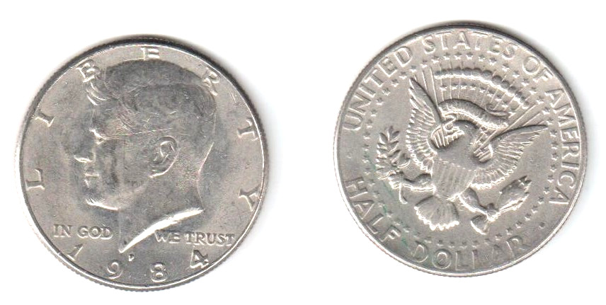 1984 P  KENNEDY JFK HALF DOLLAR AVERAGE CIRCULATED - FREE SHIPPING!