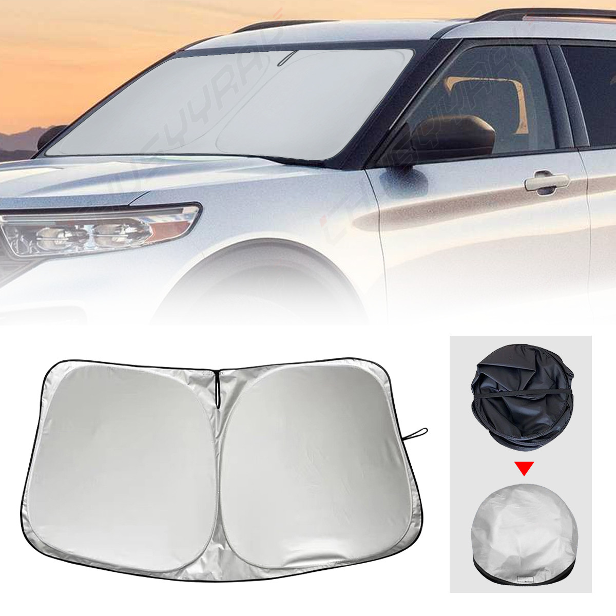 1pcs Foldable Windshield Sun Shade UV Block Cover Fit Ford Explorer 16-19