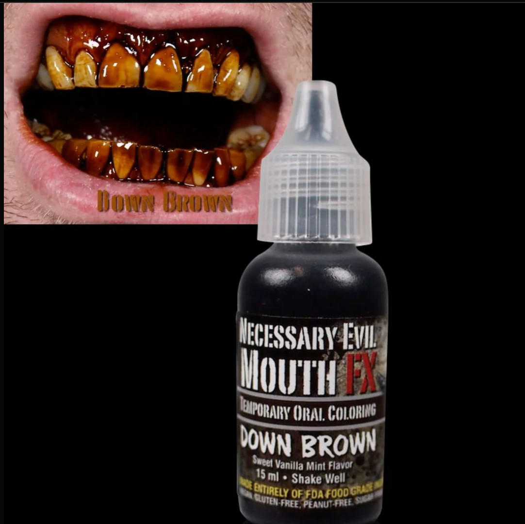 MOUTH FX, DOWN BROWN COLOR MOUTH AND TEETH STAIN  , SWEET VANILLA FLAVOUR
