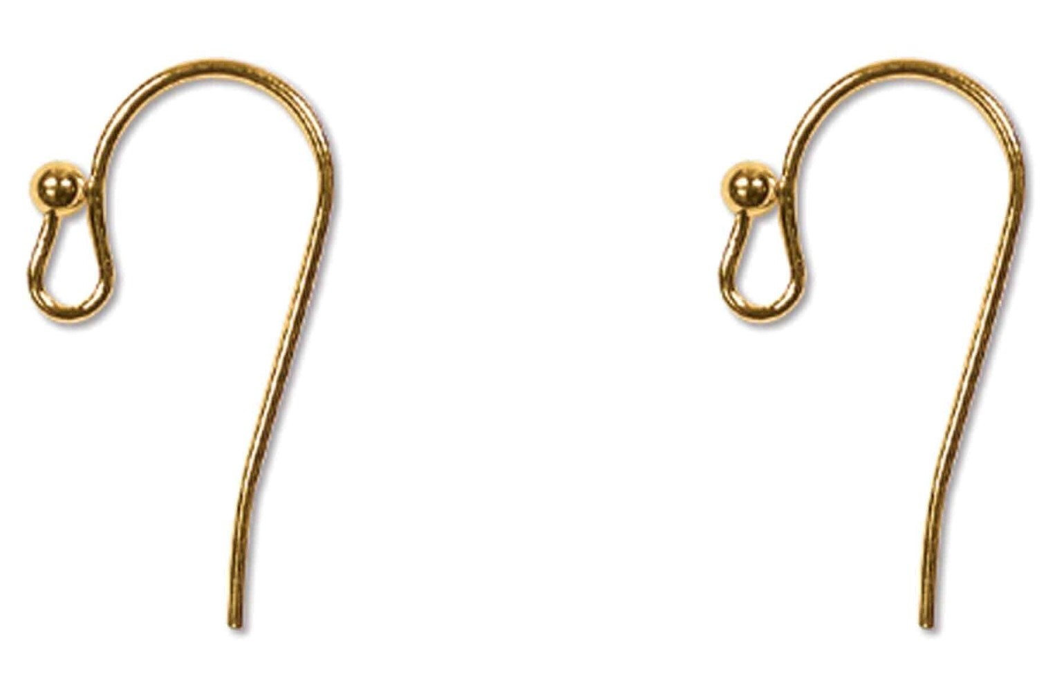 Ear wire, 144 Gold Plated Brass with Ball & Open Loop 20mm Fish Hook Earrings
