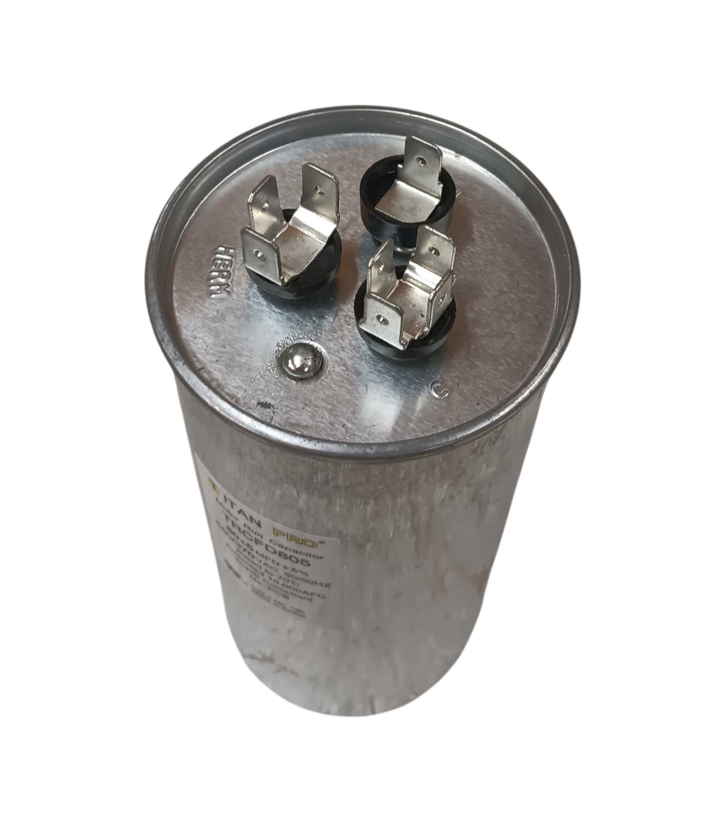 Packard Titan Pro Run Capacitor, Round, 80+5 Mfd, 370V-440V, TRCFD805