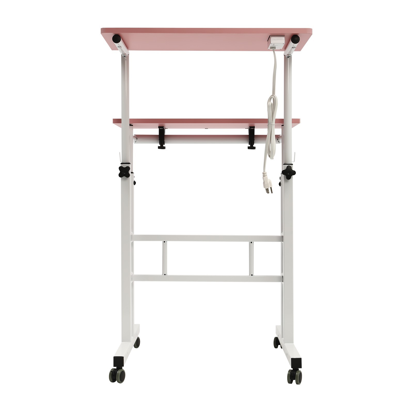 Rolling Laptop Desk Adjustable Height Office Laptop Table Stand up Workstation