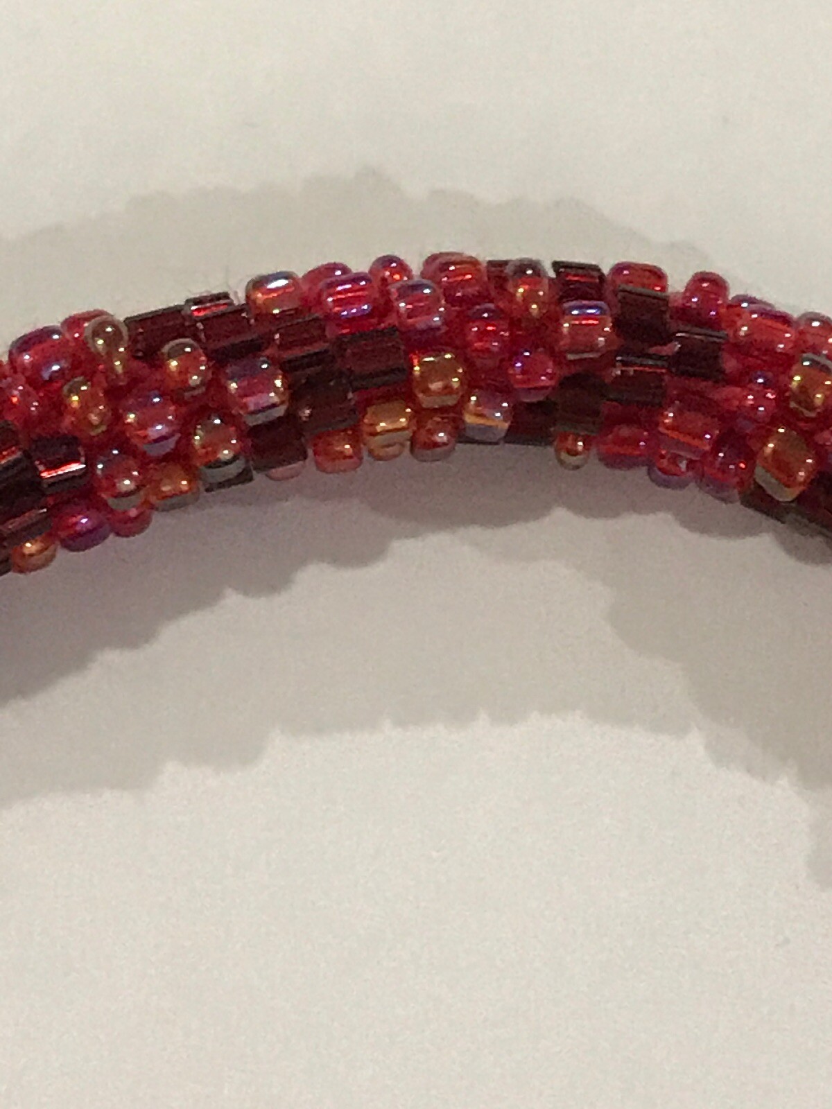 plaid seed bead crochet bracelet 7”