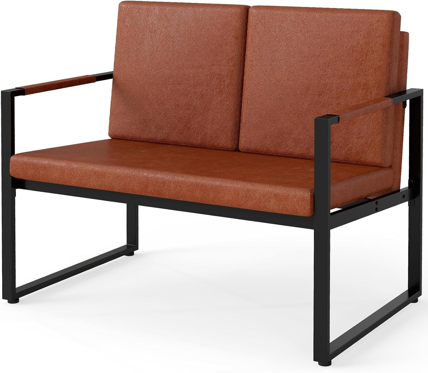 Modern Loveseat Sofa, 2-Seater Sofa with Solid Metal Frame & Removable Back Cush
