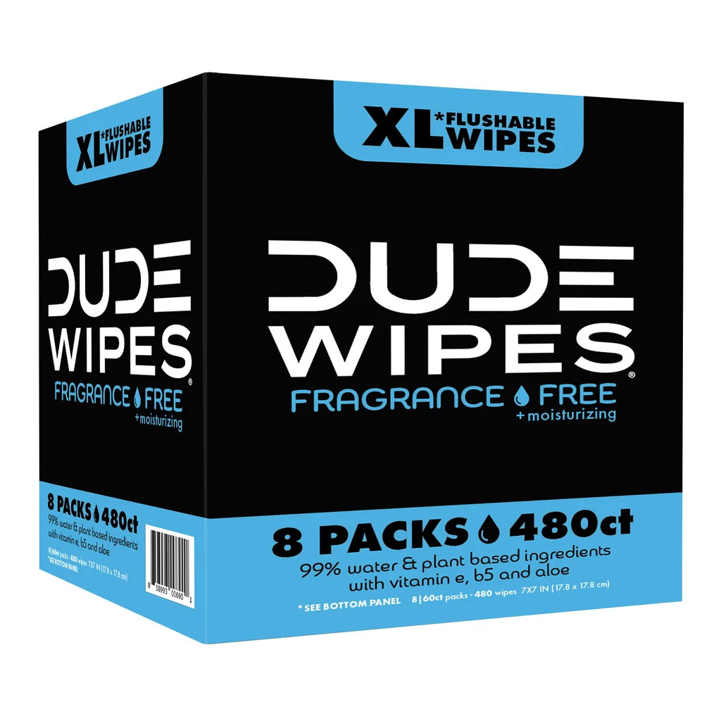 DUDE Wipes XL Flushable 480ct Fragrance-Free Moisturizing Sewer and Septic Safe