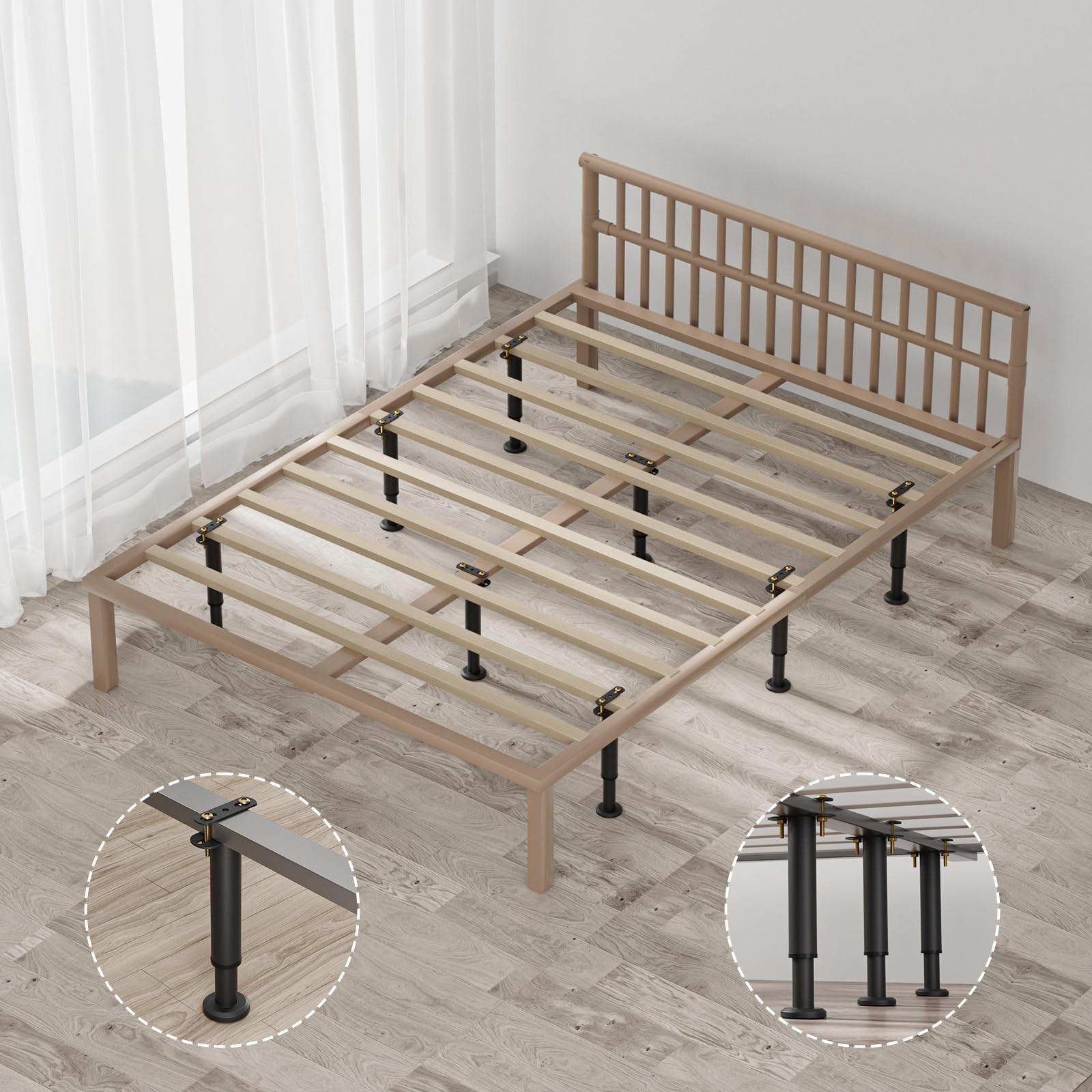 4 Pcs Adjustable Height Bed Support Legs 10-17 inch, Extra Durable Steel Bed ...