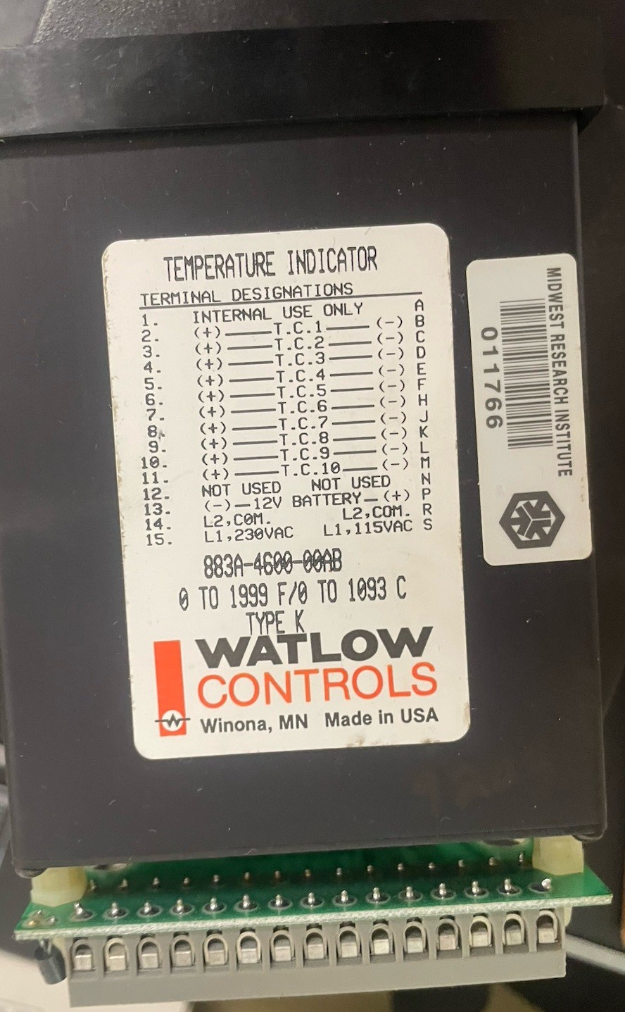 Watlow 883A-4600-00AB Temp Temperature Indicator Controller