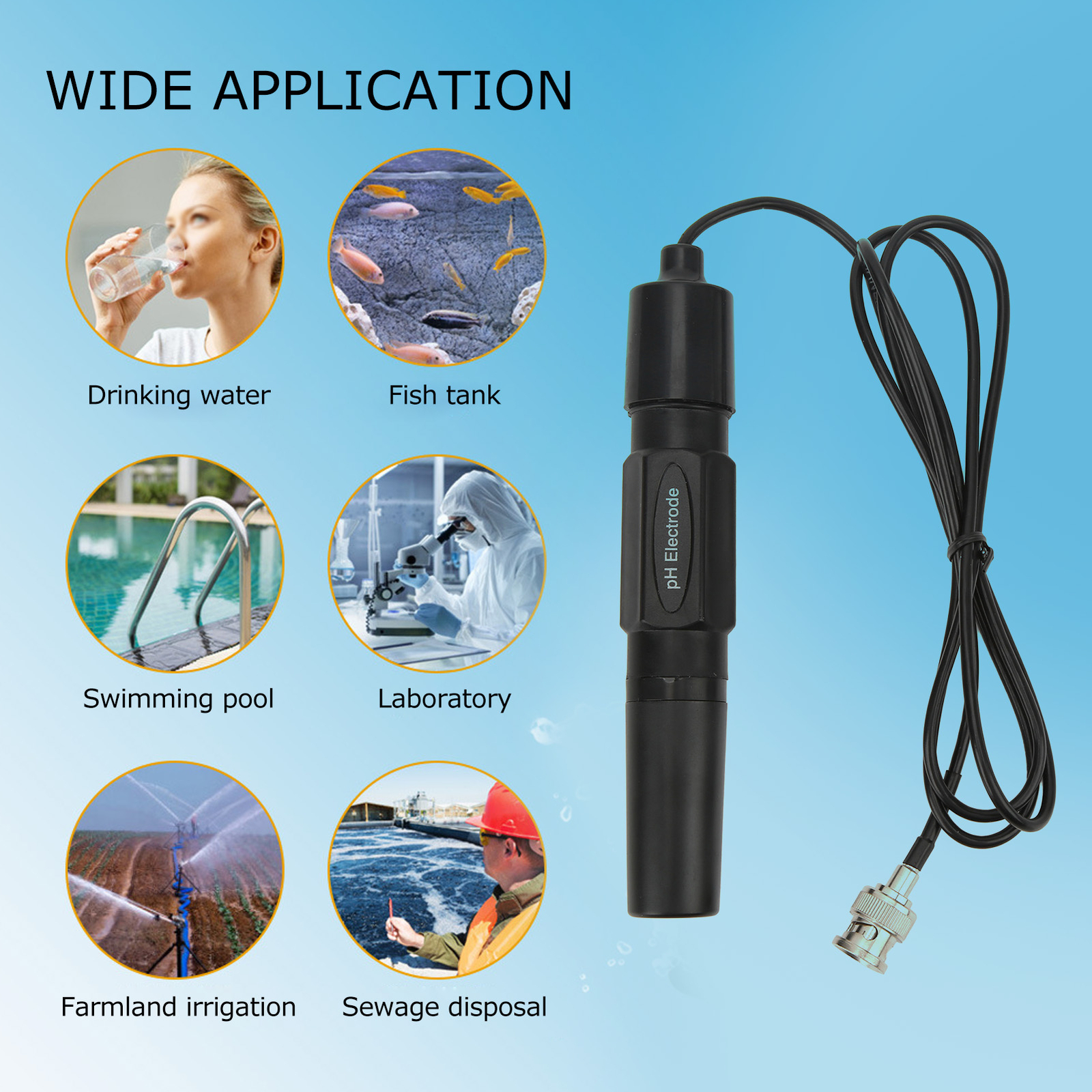 PH 201H Probe Sensor High Accuracy Laboratory Compound PH Electrode PH Meter