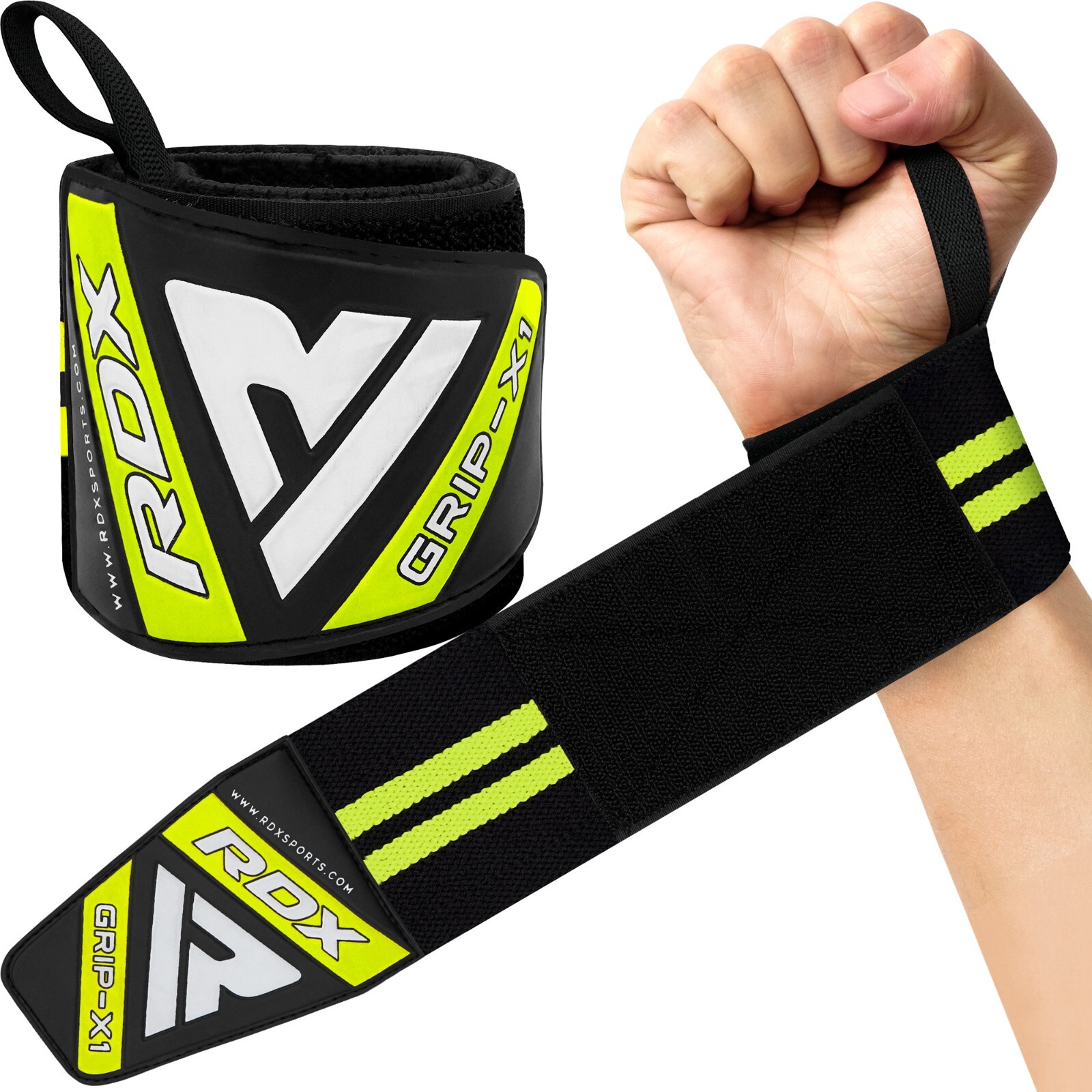 RDX Weight Lifting Straps 18� Elasticated Wrist Wraps Grip Support Bodybuilding