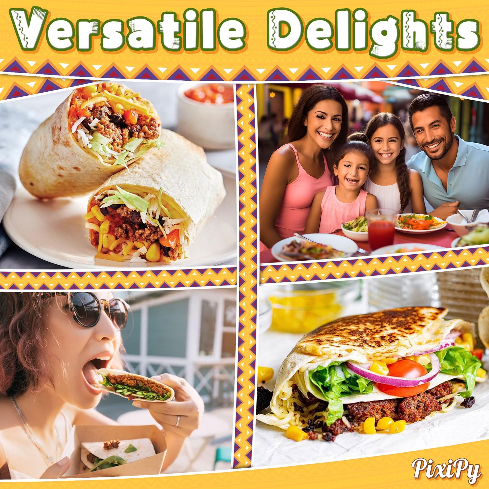 Tortilla Warmer Pouch (Multicolor, 12 Inch), Microwavable 12 Inch, Multicolor