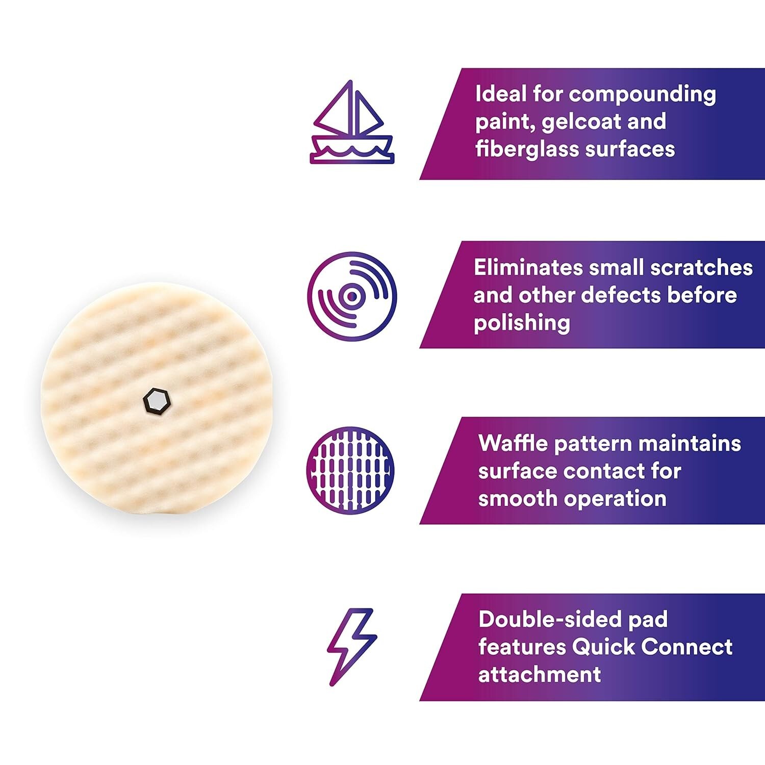 3M (05706) Perfect-It Foam Compounding Pad, Quick Connect, 8 in