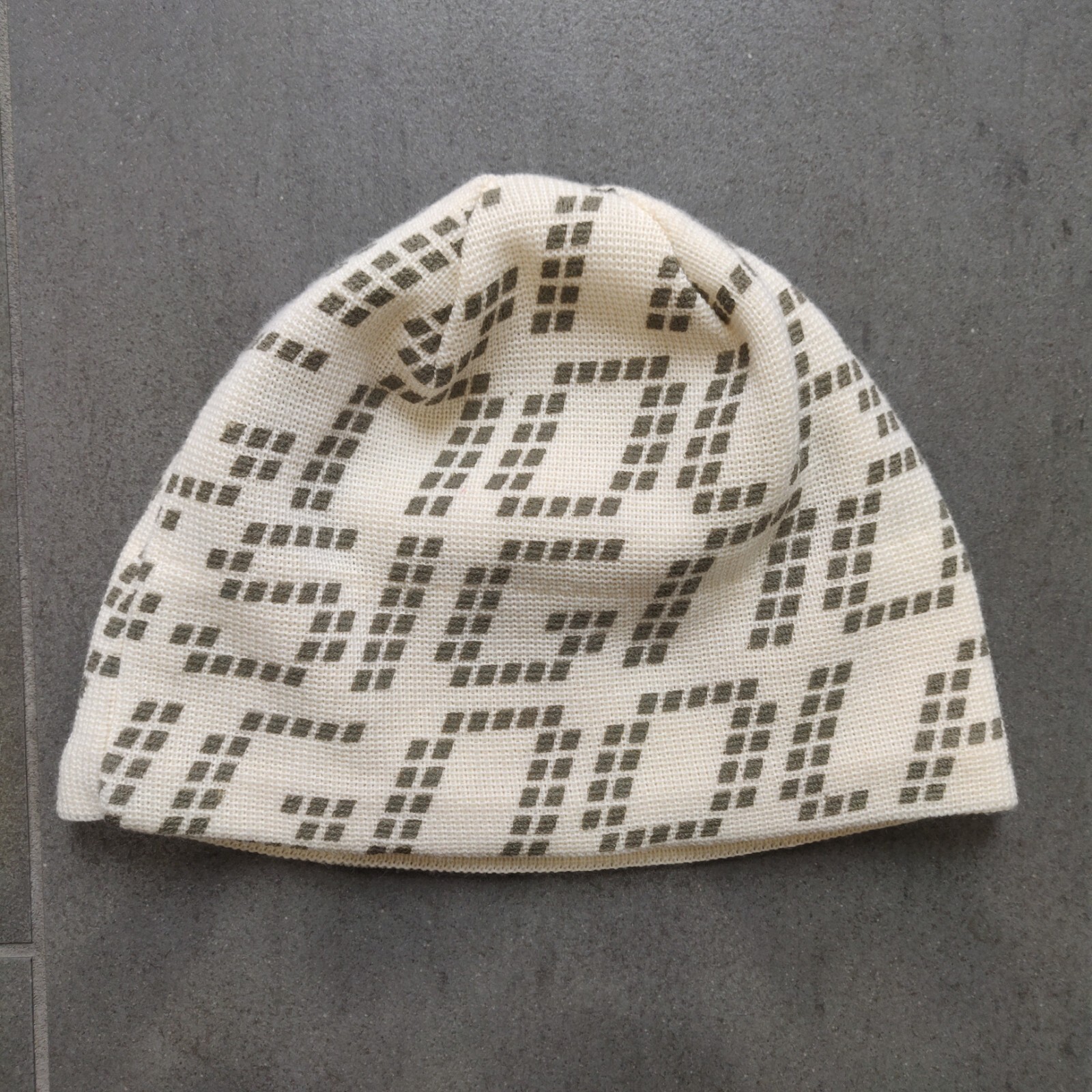 Vintage Rossignol Creme Wool Knit Beanie Hat Adult OSFA Ski Snowboard Canada Y2K