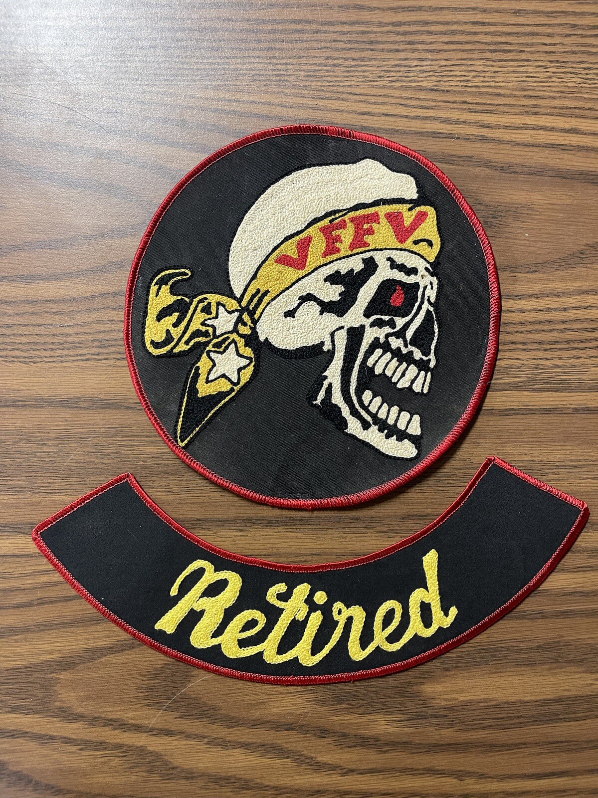 Large Vintage MC Motorcycle Outlaw Club Patch Cut Embroidered Retired VFFV 11”