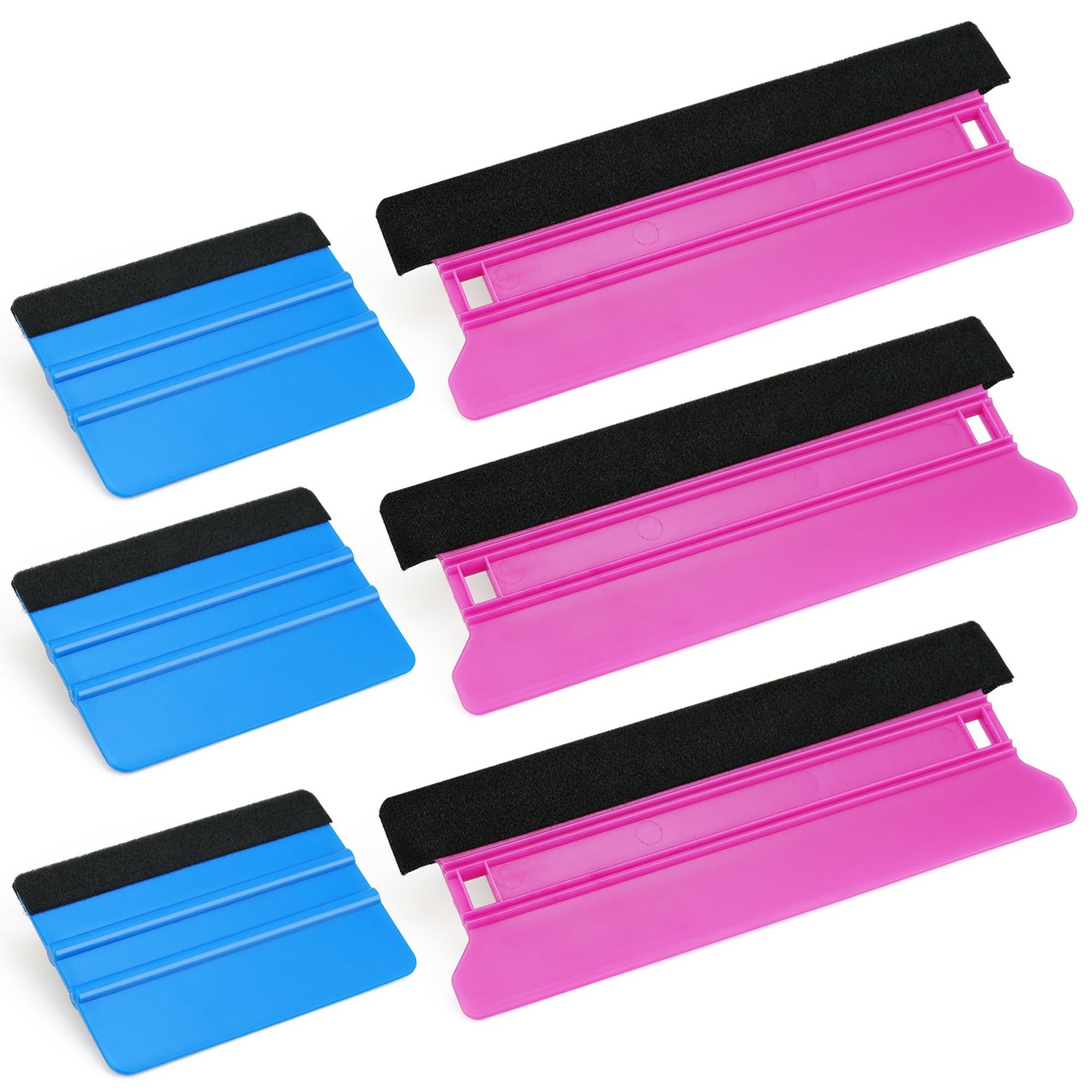 6 Pack Vinyl Wrap Squeegee Set - 8.3” & 3.9” Felt Edge Scrapers for