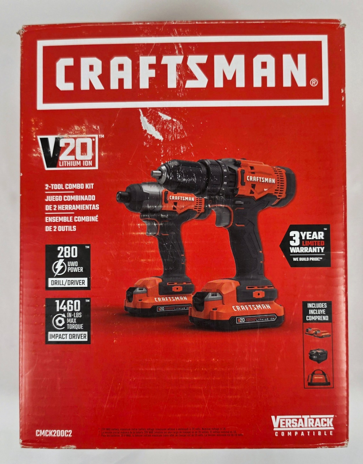 Craftsman CMCK200C2 20V Cordless Drill Driver Combo Kit CMCF800 CMDD700