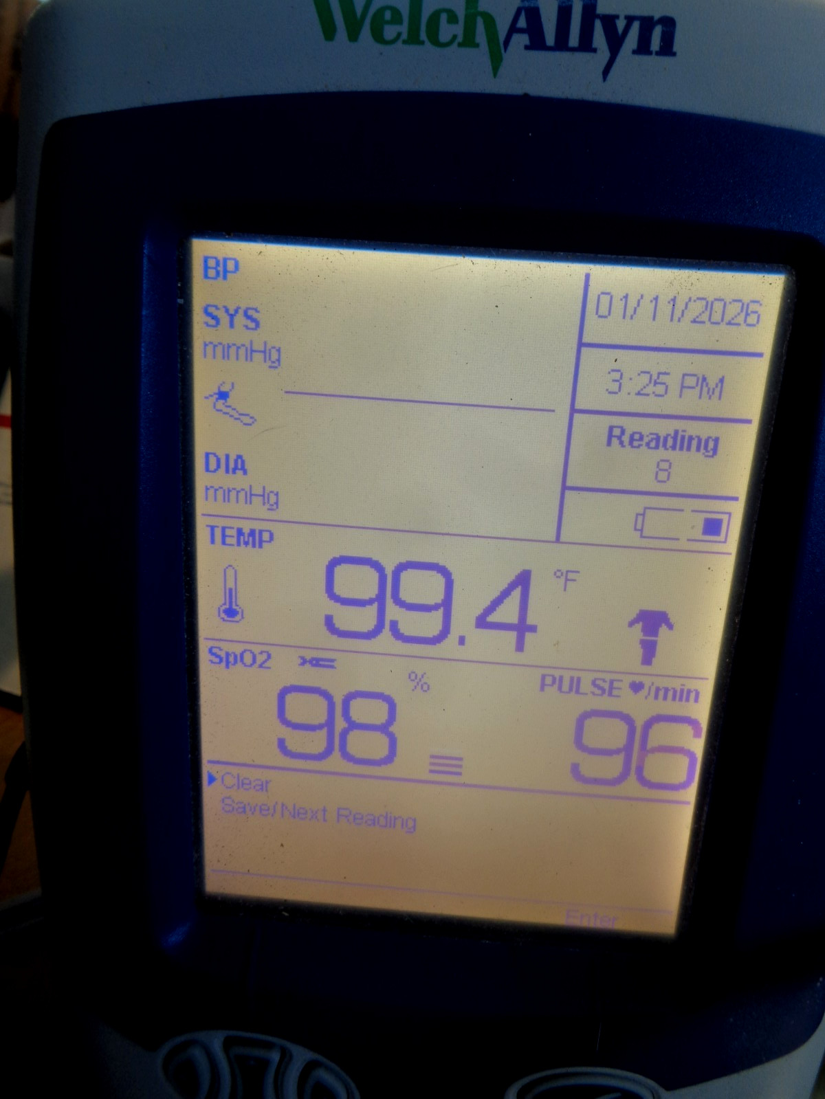Welch Allyn Spot LXi  Monitor Model 45NT0 w/ Temp, SPO2, & Blood Pressure Hose