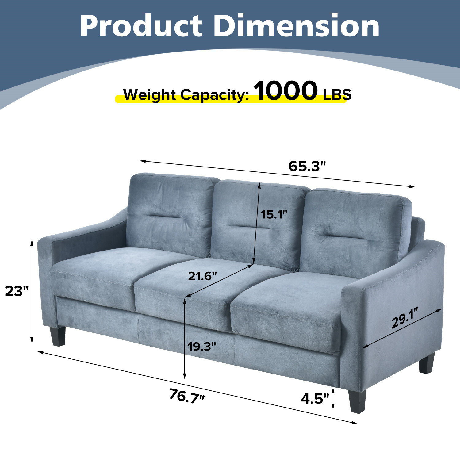 Modern 3-Seater Sofa Couch Upholstered Sofa Couch Home Living Room Furniture