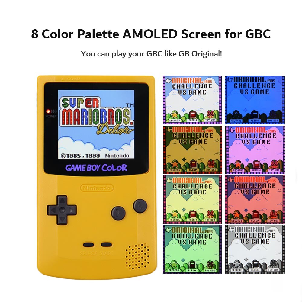 GBC OLED AMOLED Touch Screen Kits w/Pre-cut Shell 1500mAh Type-C Battery