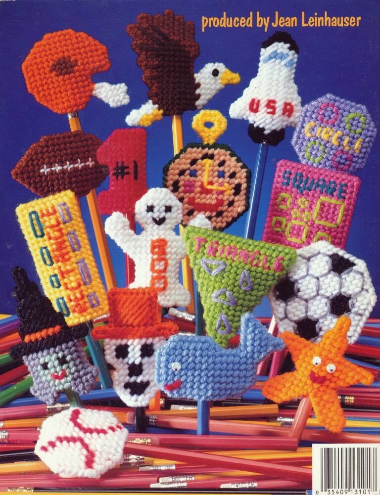 ASN PLASTIC CANVAS PENCIL TOPPERS 30 DESIGNS OOP VTG