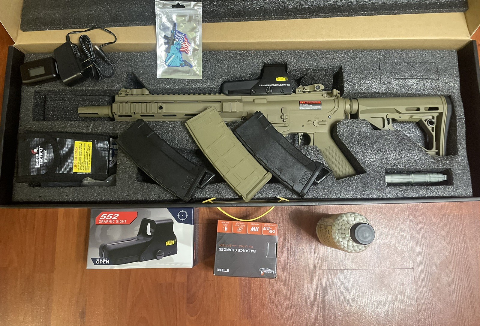 Lancer Tactical Gen 4 L119A2 Full Metal AEG Rifle Tan Holo Air Soft Airsoft Lot