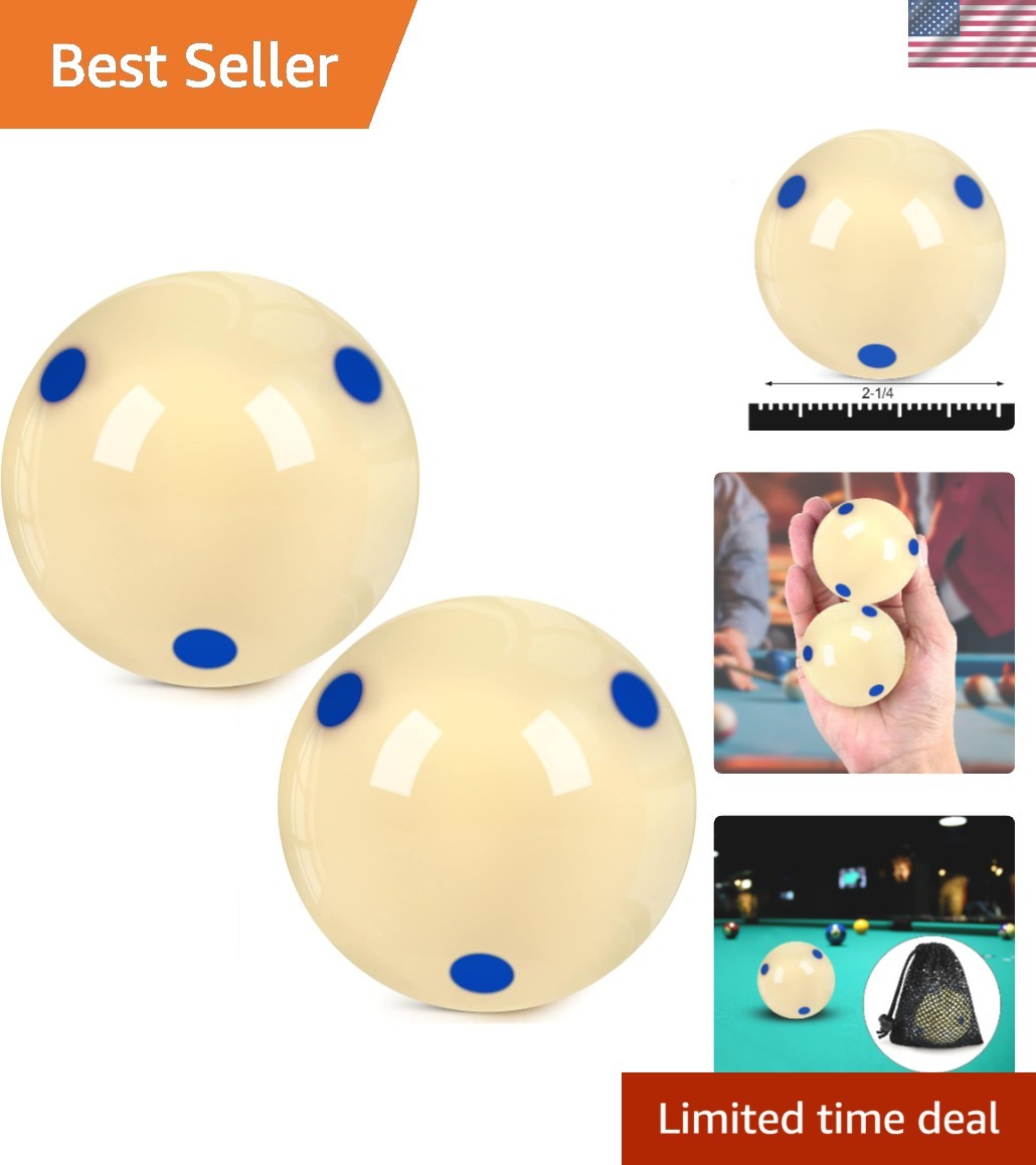 AAA-Grade 2 Pack Billiard Cue Balls – Regulation Size 2-1/4” Training Balls