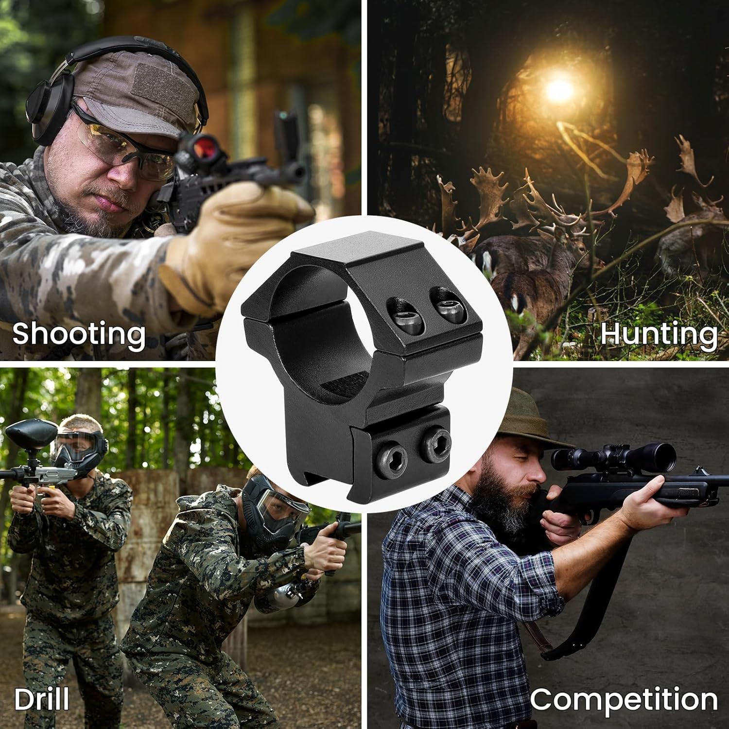 1 Inch Dovetail Scope Rings Set, 2 Pcs Medium Profile Scope Mounts with 2 Hex Wr