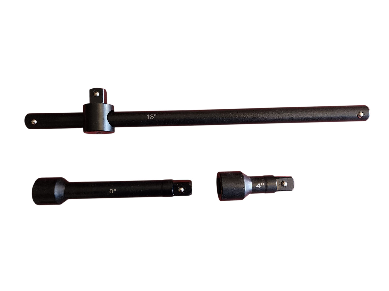 Heavy Duty 3/4 Inch Drive Extension Bars: 4", 8" and 18" Long T-Handle