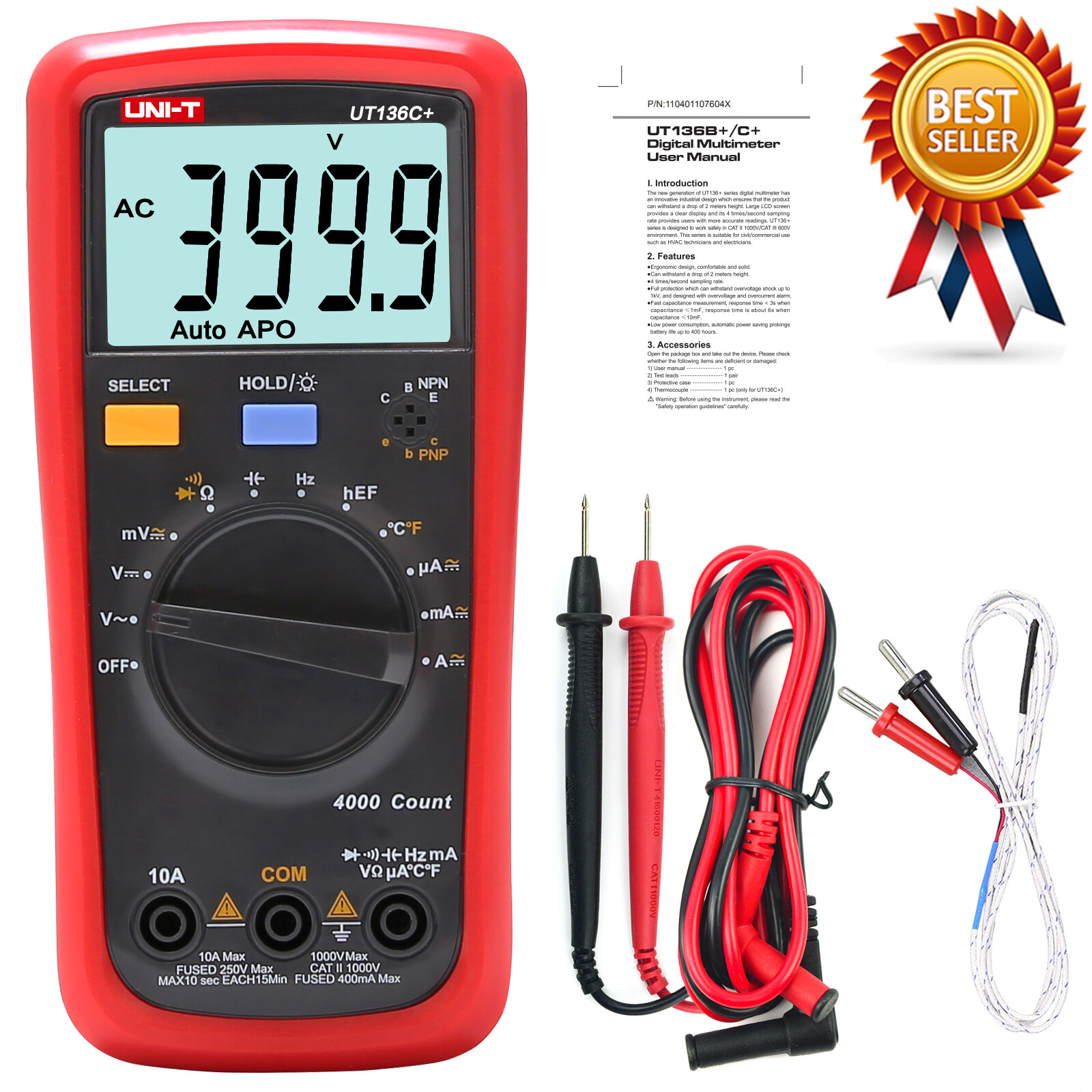 UNI-T UT136C+ Multimeter Digital Multimeter Tester AC DC Voltmeter Ammete