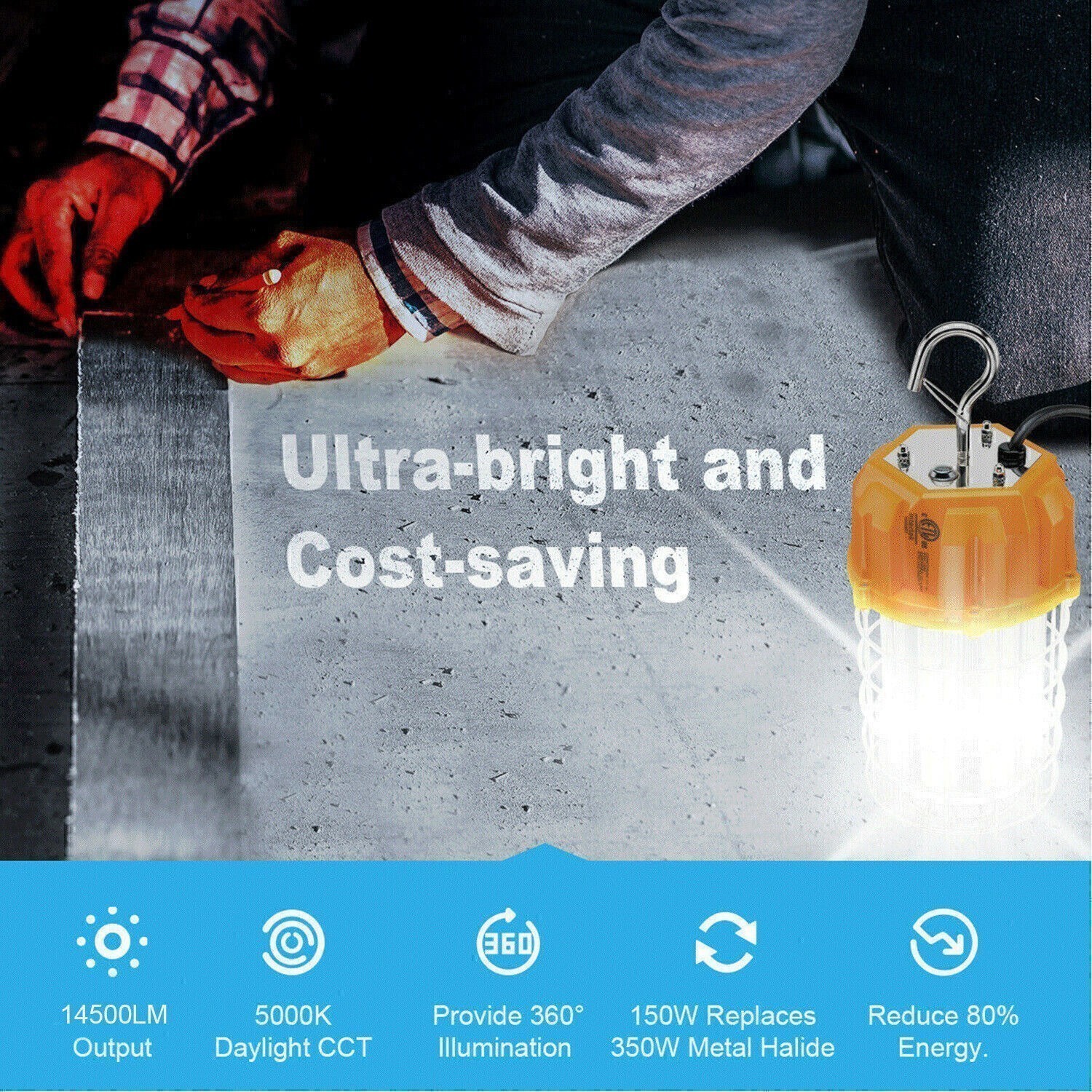 100W LED Temporary Work Lights Construction Lighting High Bay Workshop Jobsite