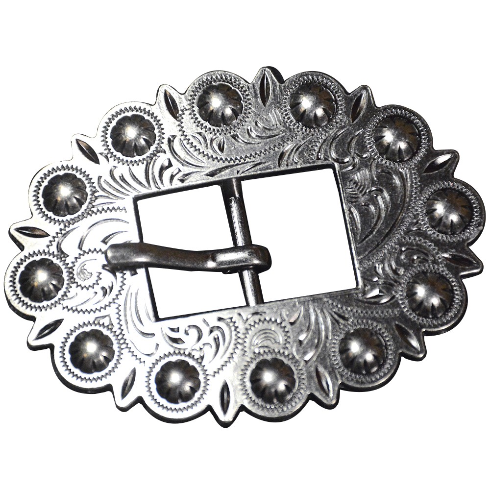 HILASON Set of 8 Screw Back Concho Stainless Steel Ed Leather Belt Floral
