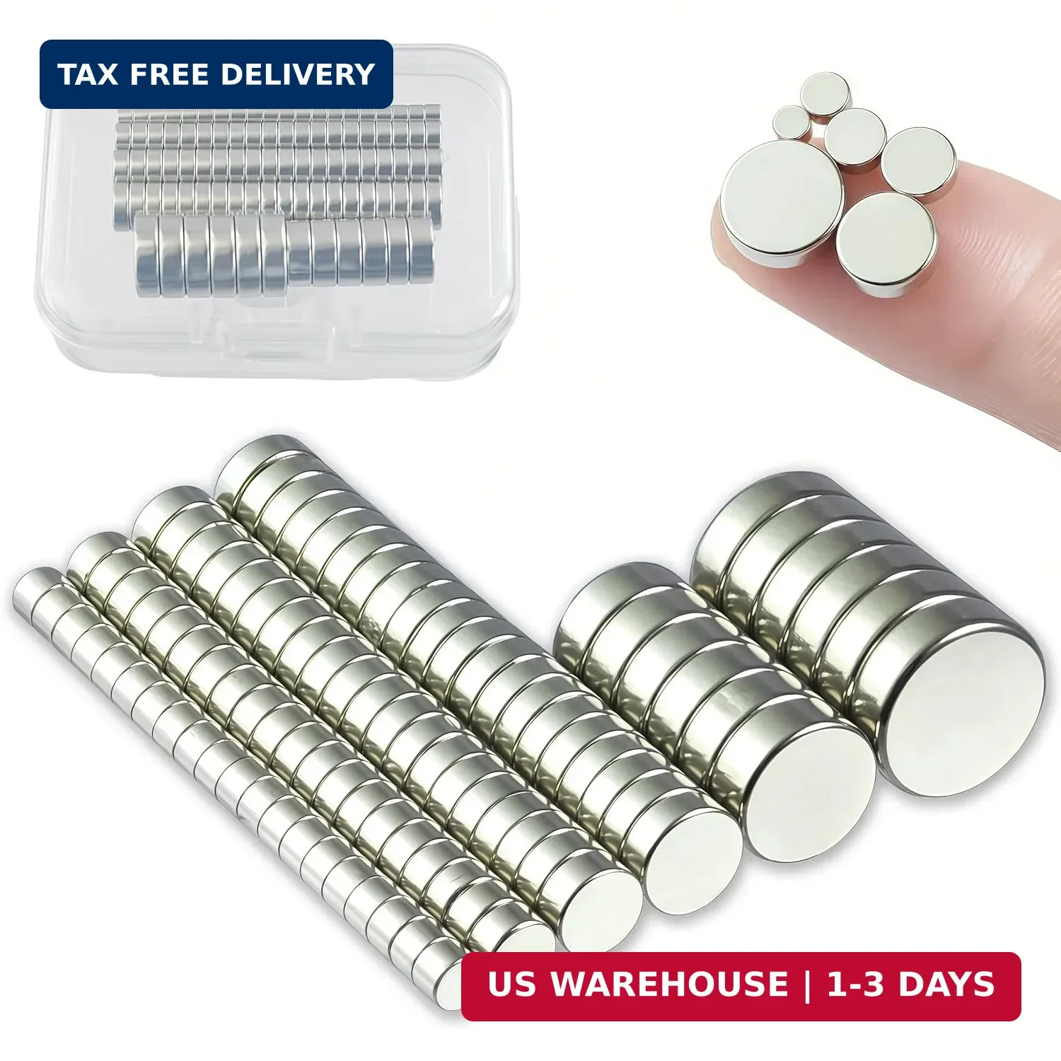 92 Pcs Strong Small Neodymium Magnets Assortment - 6 Sizes (3mm, 4mm, 5mm, 6mm,