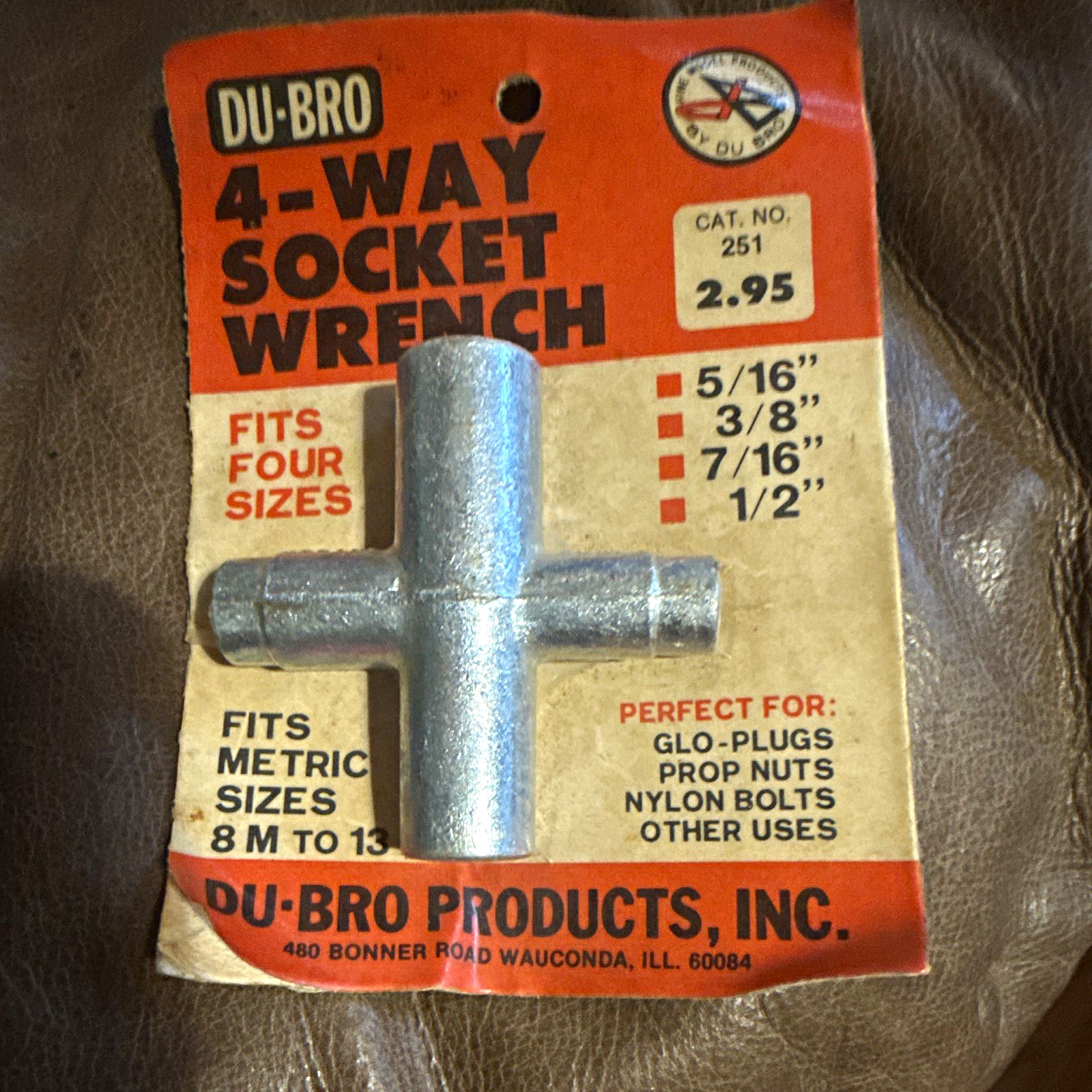 DU-BRO 4-Way Socket Wrench Fits 5/16 3/8 7/16 1/2 Metric 8-13 MPN 251