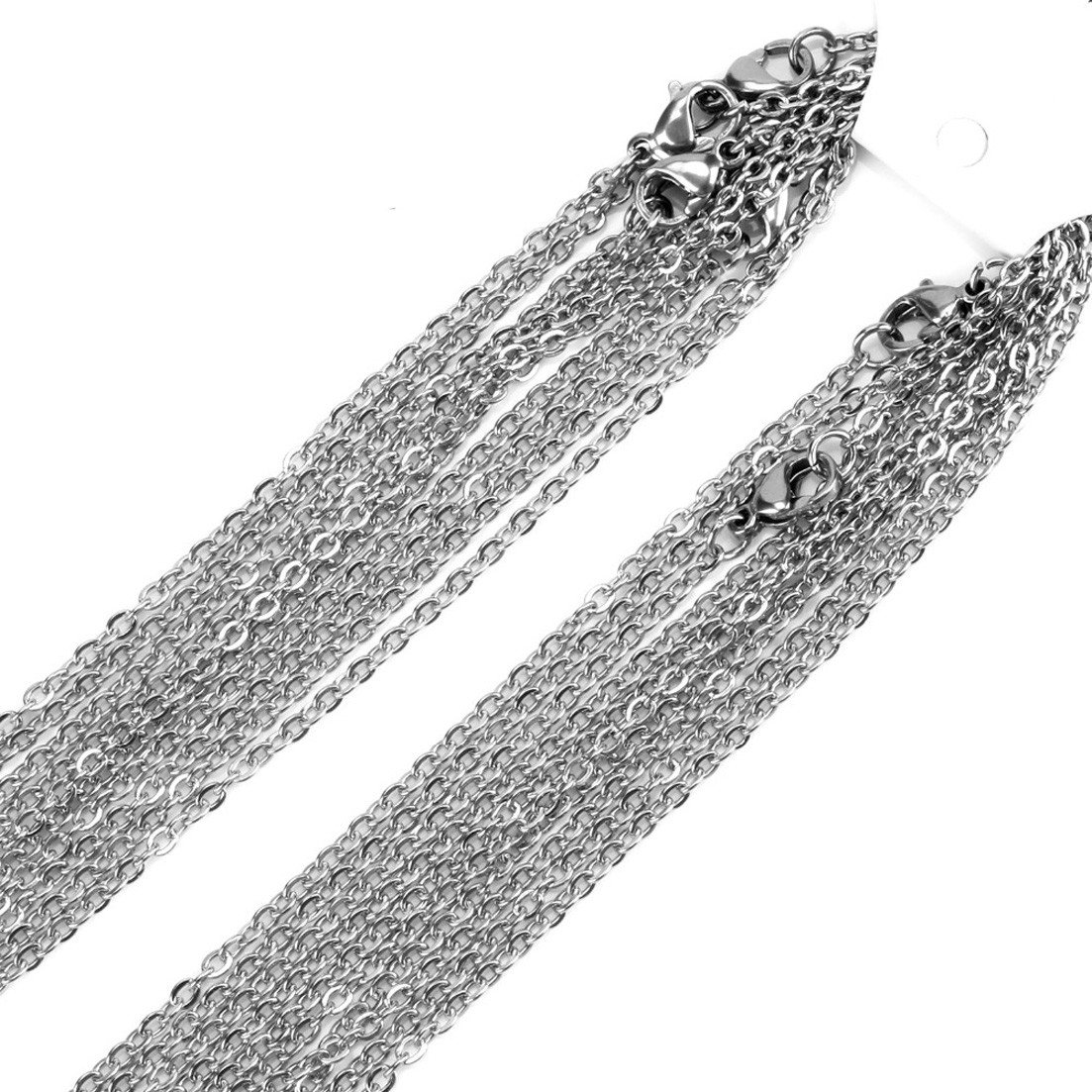 1.5-3.2mm 16"-32" Wholesale In Bulk Stainless Steel Silver Oval Chain Necklace
