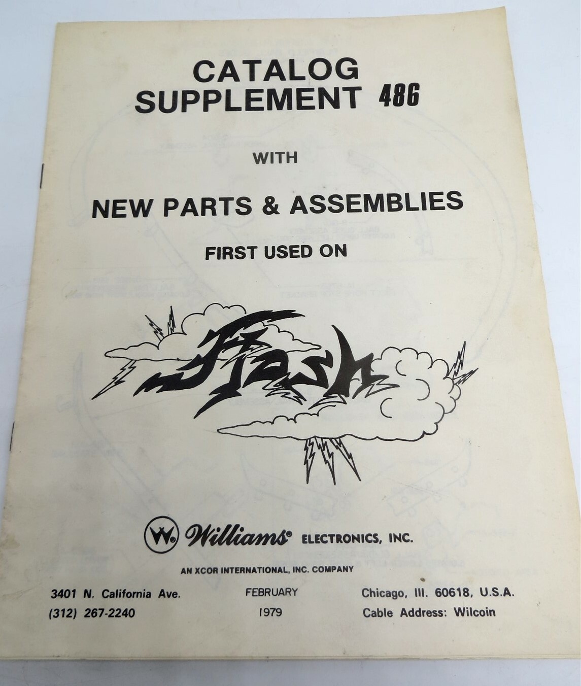 Williams Electronics Catalog Supplement 486 for Flash Arcade Game
